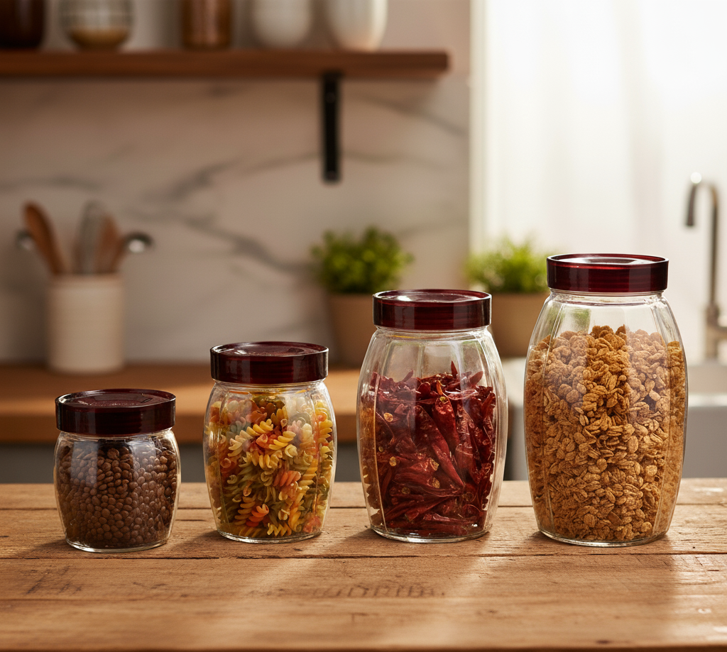 Gemelli Collections glass jar collection in 4 sizes for stylish kitchen storage