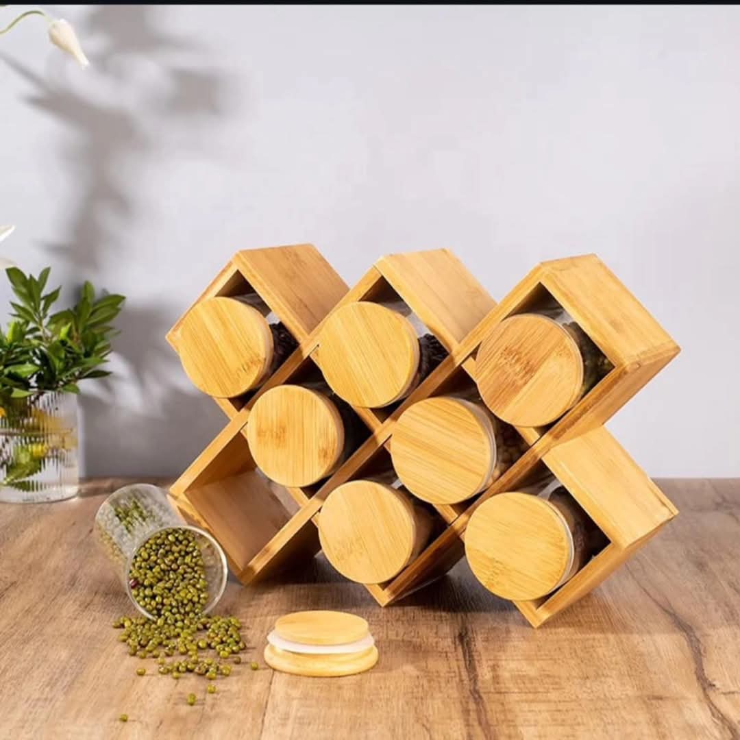 8pcs Wooden Spice Rack
