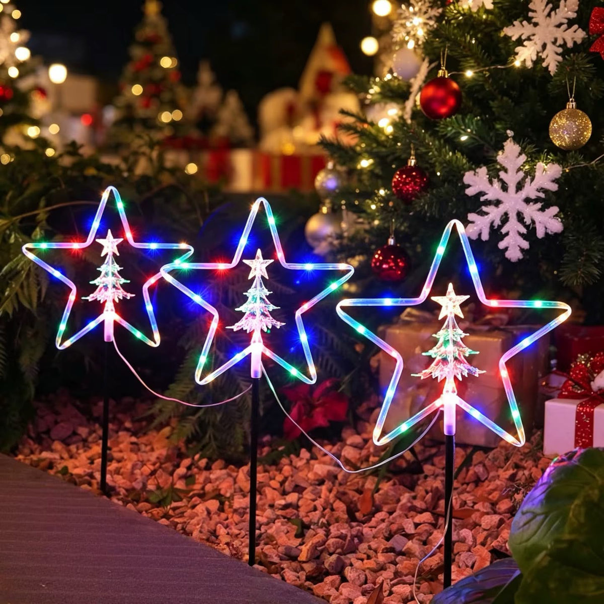 Solar Christmas Garden Pathway Lights 4-Piece Set