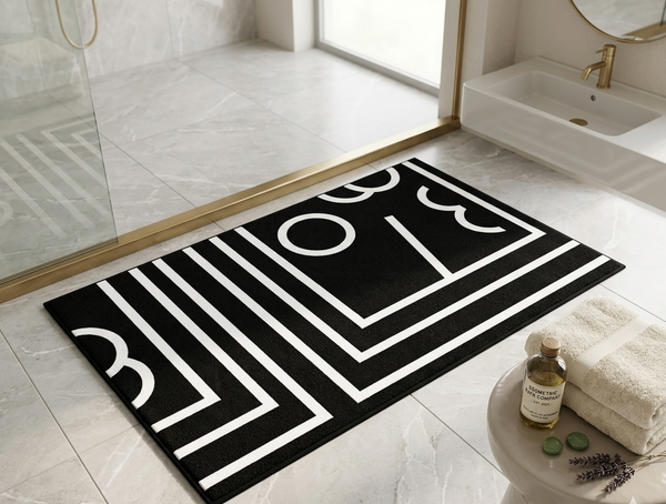 Gemelli Colllection geometric pattern door bath mat anti-slip absorbent floor mat 40x60cm rubber bottom bathroom kitchen entryway rug modern home décor soft washable floor mat geometric design mat