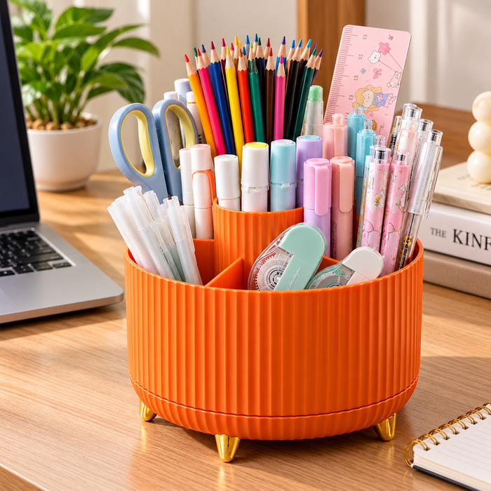 360° Rotating Desk Organiser with Multiple Compartments