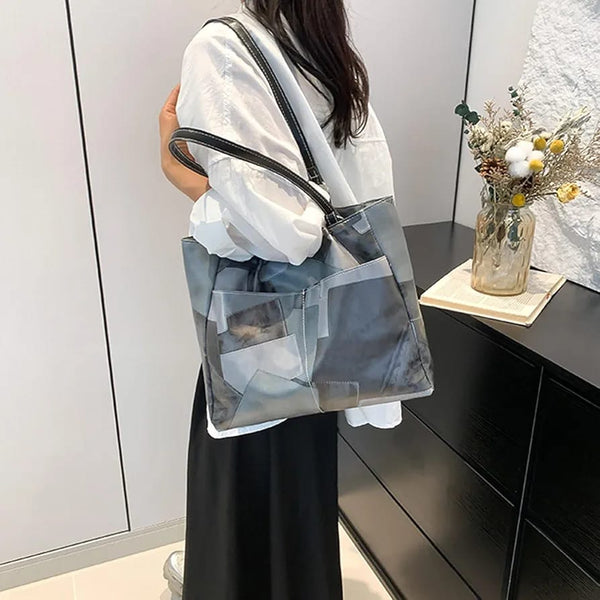 Geometry Pattern Solid Colour Underarm Shoulder Bag 31x11.5x28.5cm – Stylish and Spacious Shoulder Bag