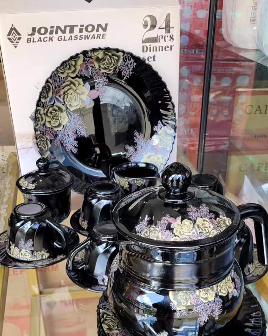 38 PC Black Dinner Set