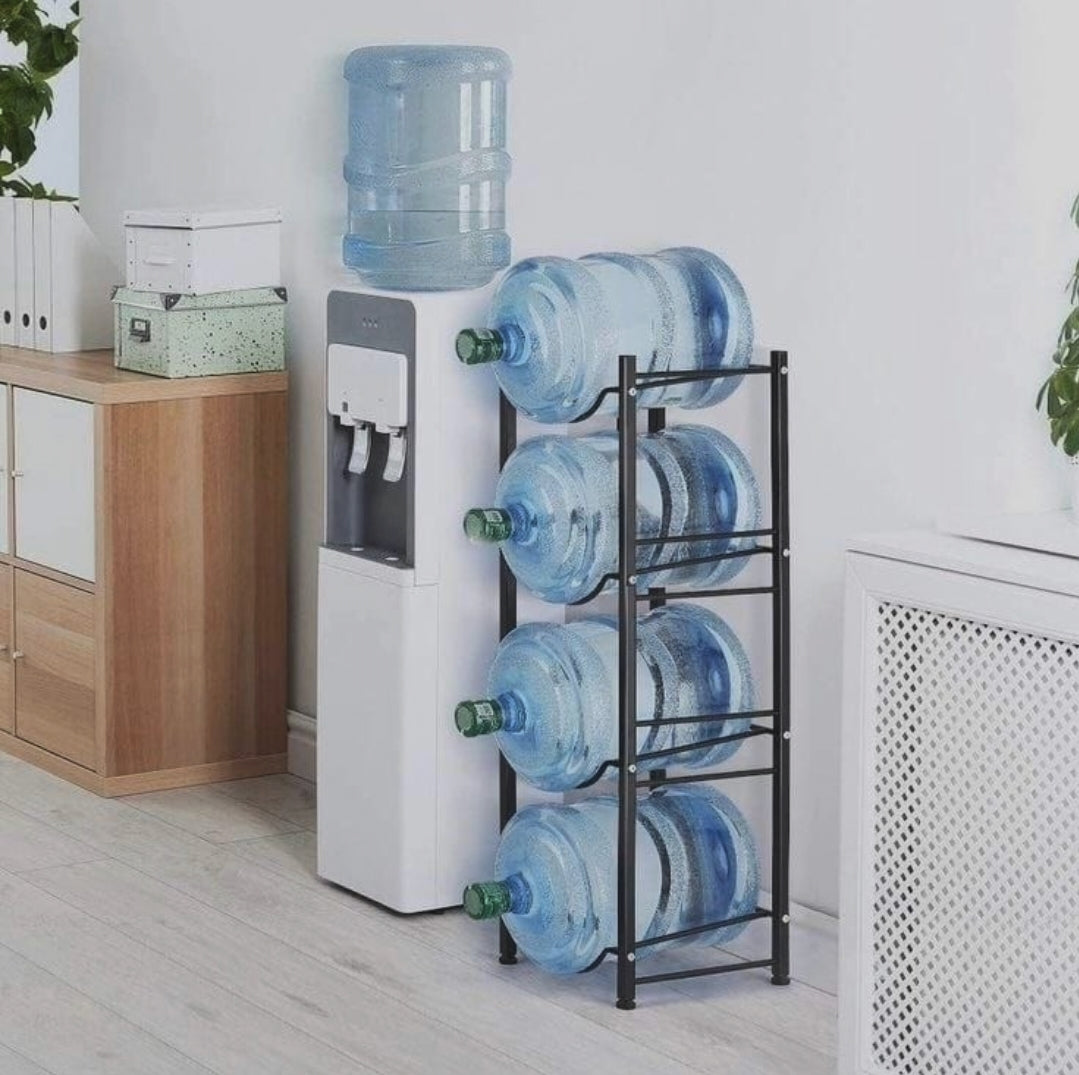 4 tier water bottle holder rack, heavy duty carbon steel bottle organiser in black -Brand(Gemelli Collection)