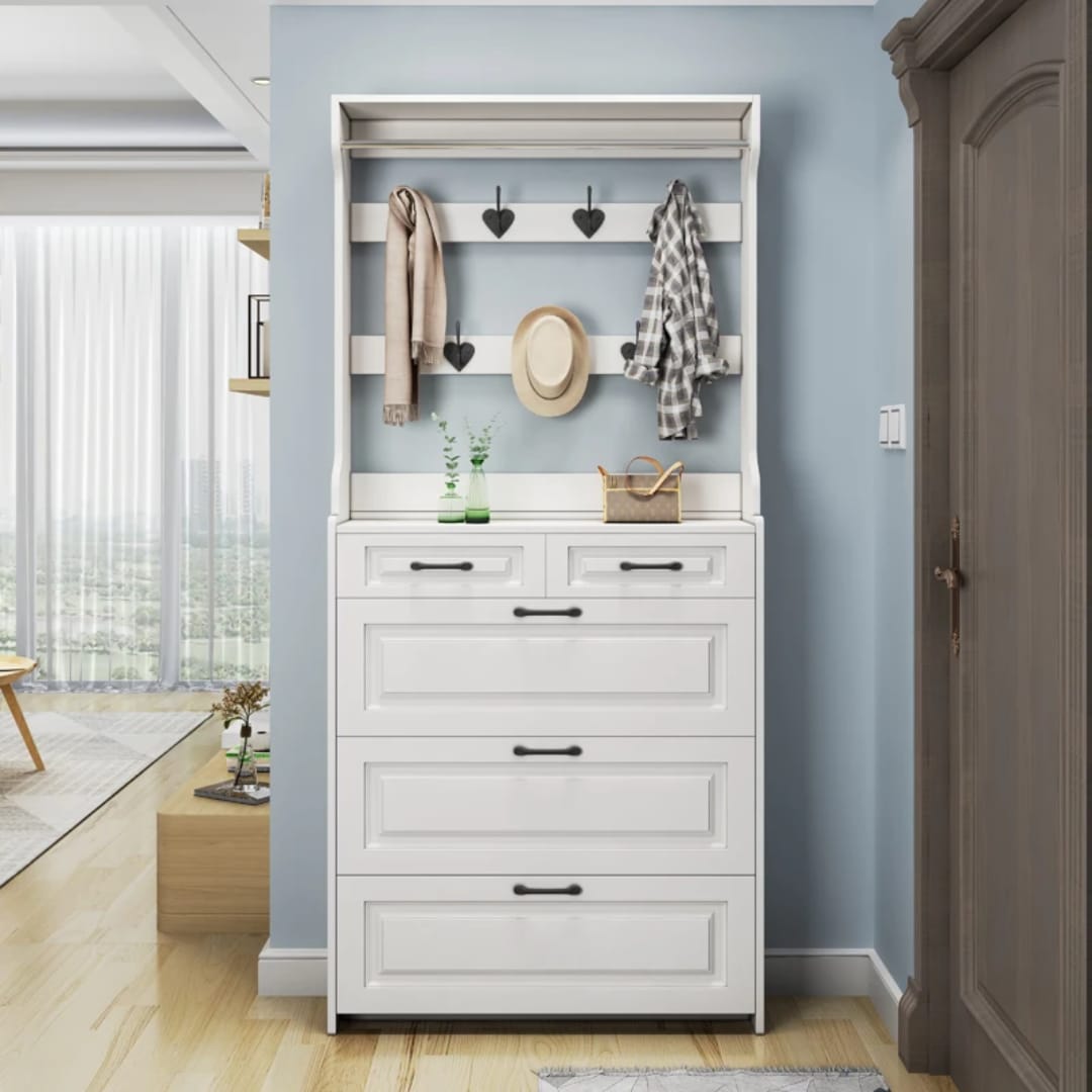 Hallway Shoe Cabinet with Coat Rack 100 × 24 × 220 cm
