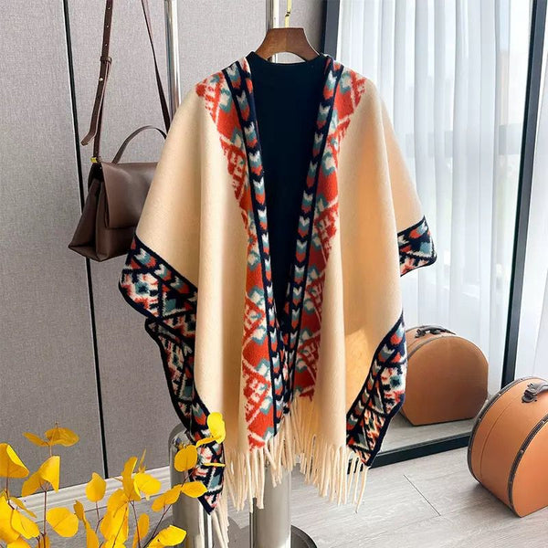 Gemelli Colllection bohemian striped color block shawl wrap coat women ethnic vintage lightweight outerwear travel fashion wrap stylish boho shawl coat