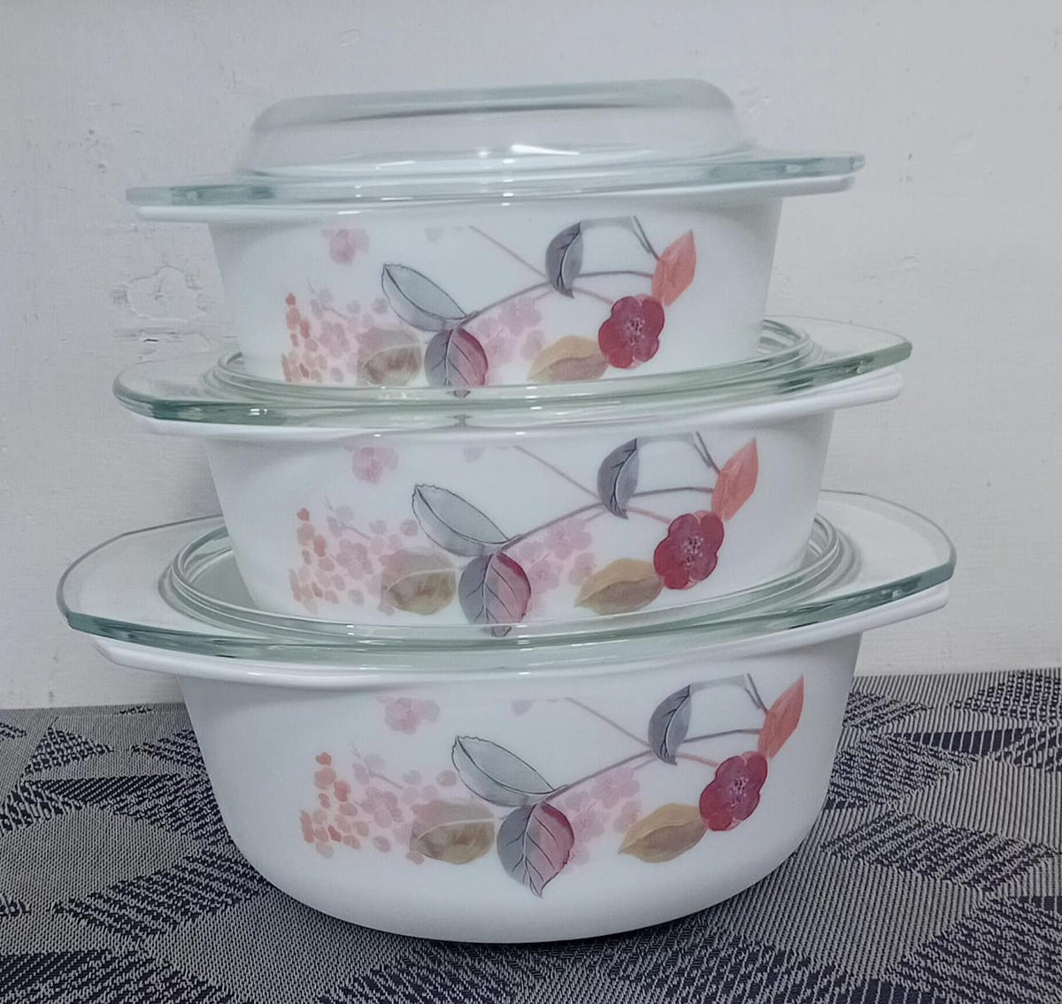 3pcs Flowered Casserole Dishes Set