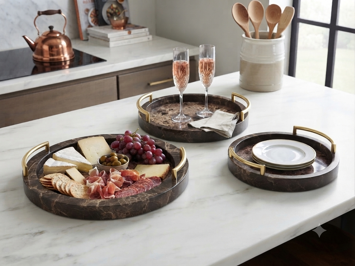 3 piece bamboo nesting trays with grey handles elegant bamboo serving tray set lightweight water resistant trays