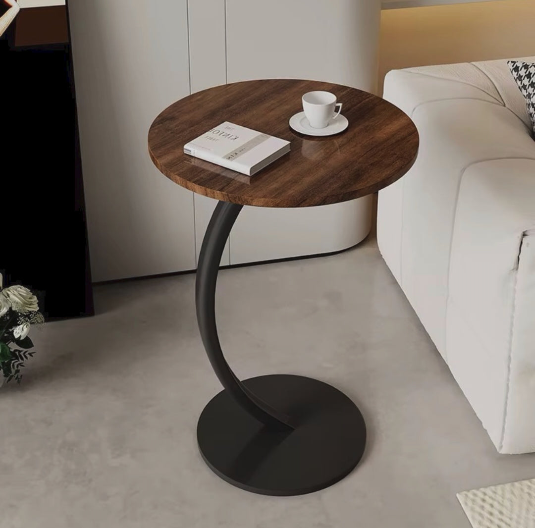 Round coffee and side table for bedside, sofa, and reading chair use, providing a convenient surface for coffee, books, phones, and everyday essentials