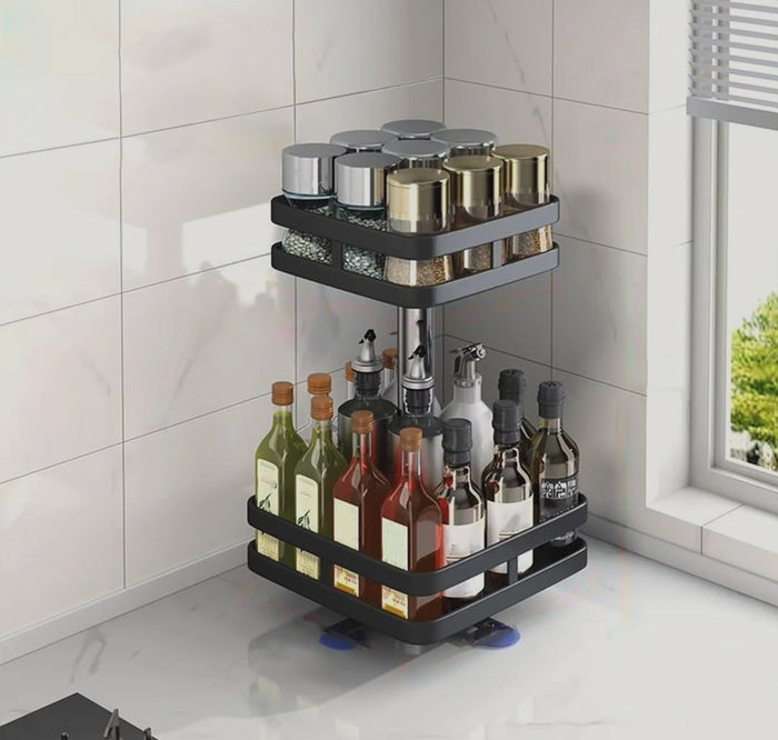 2 Tier Rotating Spice Jar Glass Organiser, multifunctional kitchen condiment shelf - available in Nairobi, Kenya