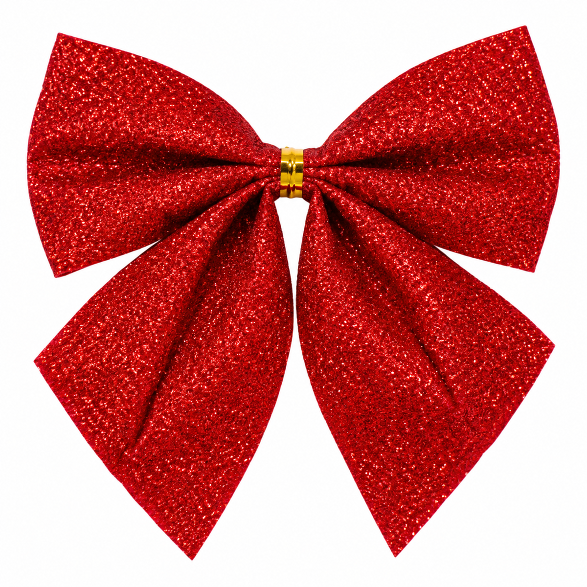 6 Red Glitter Christmas Ribbon Bows for Tree and Gift Decoration