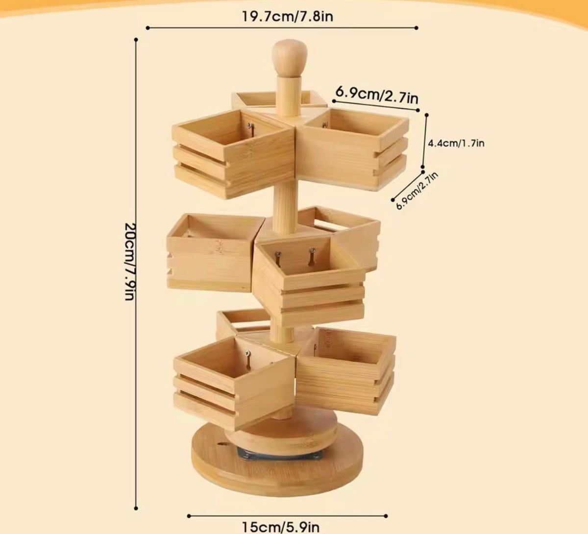 3 Tier Rotating Bamboo Tea Bag Organizer