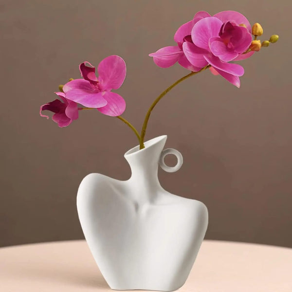 Collarbone Statement Vase, Modern Artistic Home Décor Accent for Living Room, Bedroom, or Office, Suitable for Fresh or Dried Flowers, Durable and Stylish Design