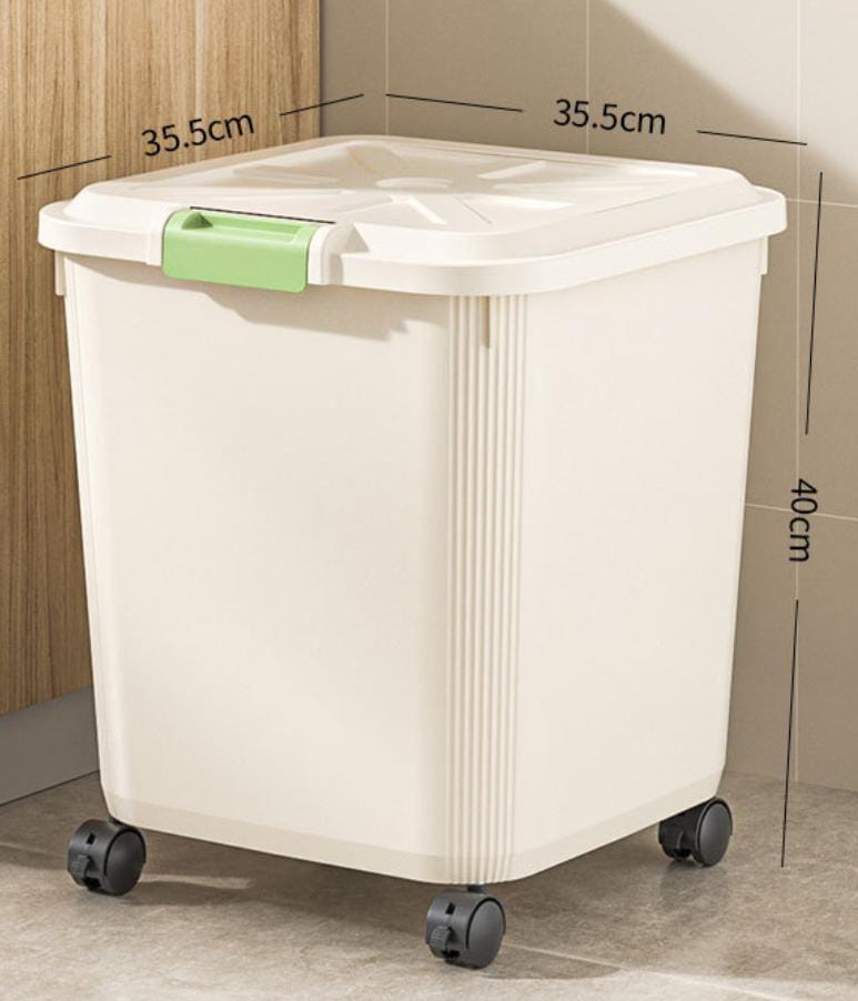 Large capacity wheeled rice bucket