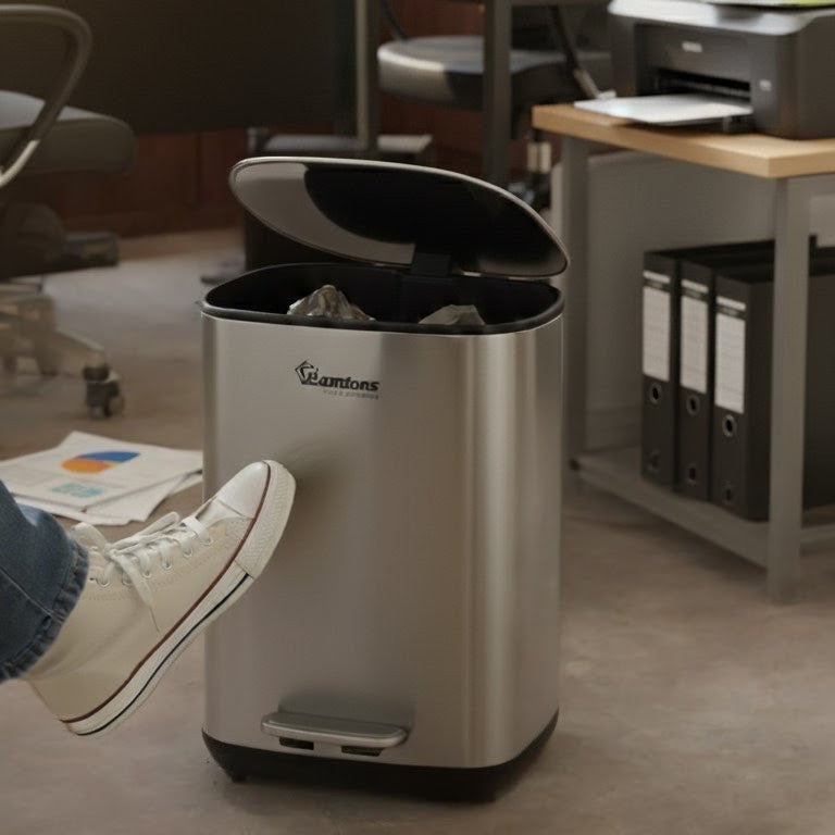 stainless steel 20l soft close pedal bin with odour-proof lid and hands-free pedal