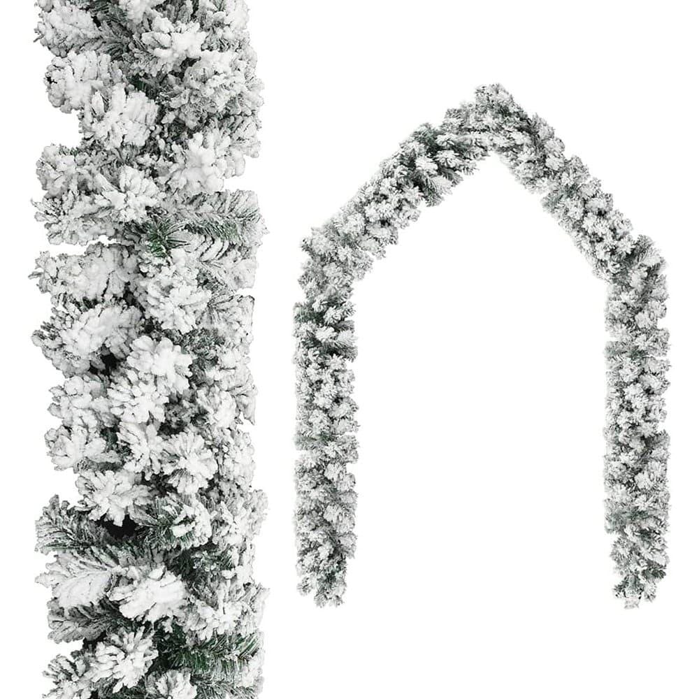 Snow-Flocked Christmas Pine Garland Decoration 2.7m
