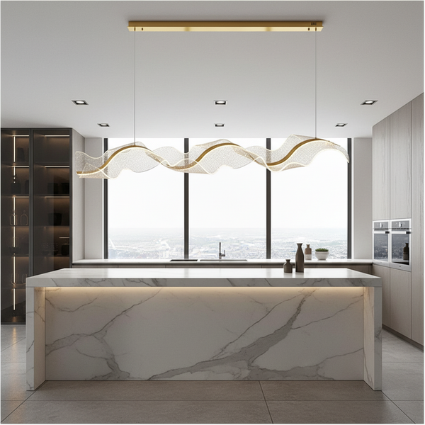 Wave Ribbon Pendant Acrylic Chandelier LED Sculptural Light