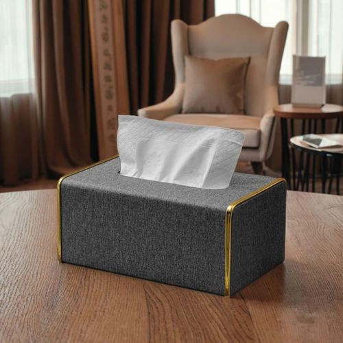Light Leather Gold Tissue Box