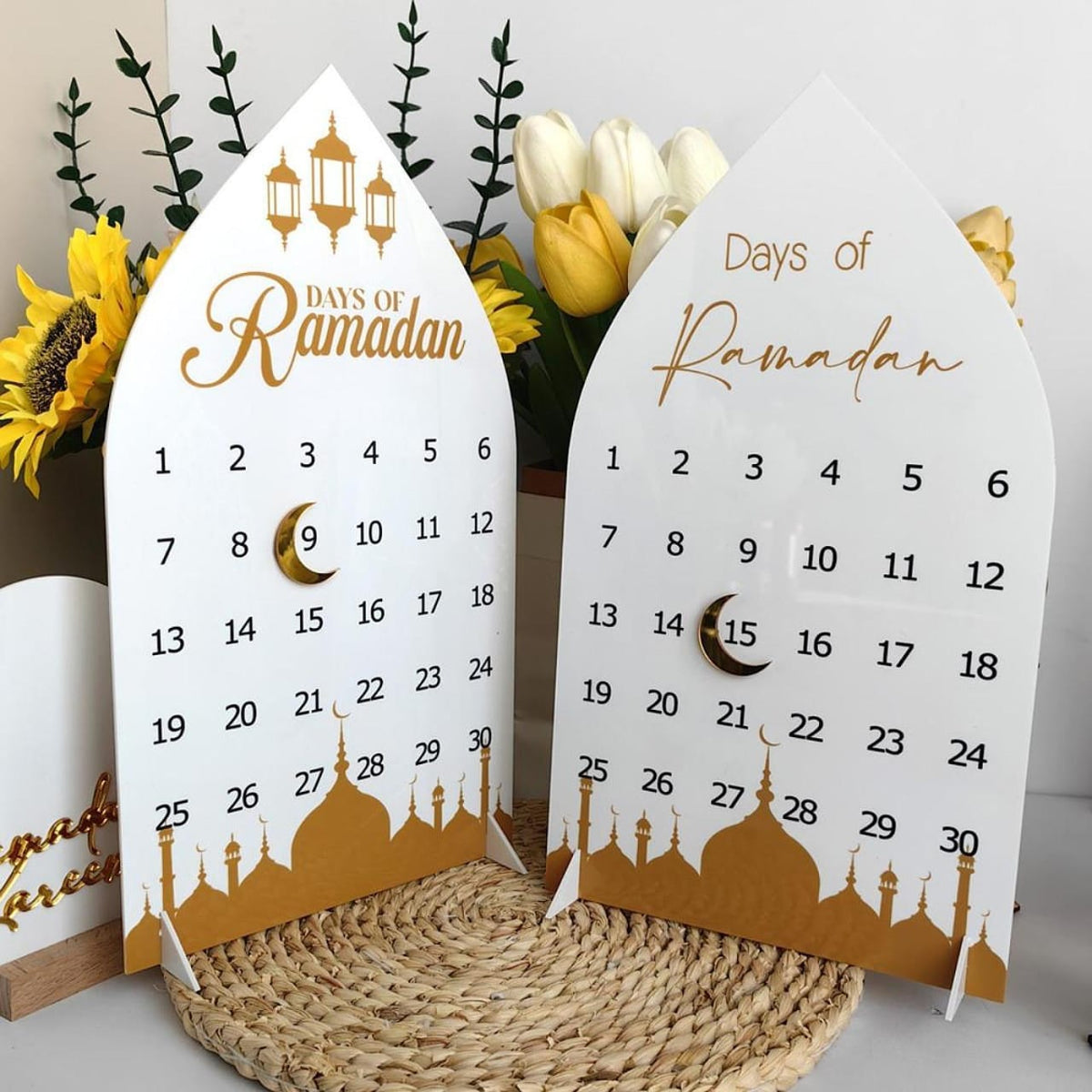 Days of Ramadhan Count and Eid Mubarak Acrylic Decor, 30×20cm, Festive Home Use