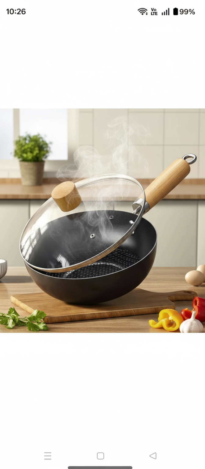 Coated Deep Frying Pan With Lid