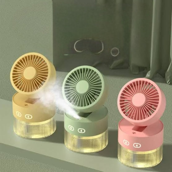350ml Rechargeable Portable Fan with Humidifier – 3-Speed, 35ml/h Mist, Available in 3 Colors 