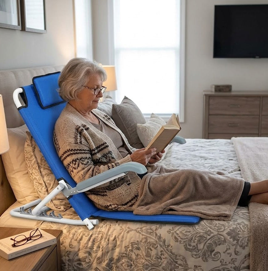 Gemelli Collections Adjustable Bed Backrest with Armrests Folding Reclining Bed Support Portable Bed Rest