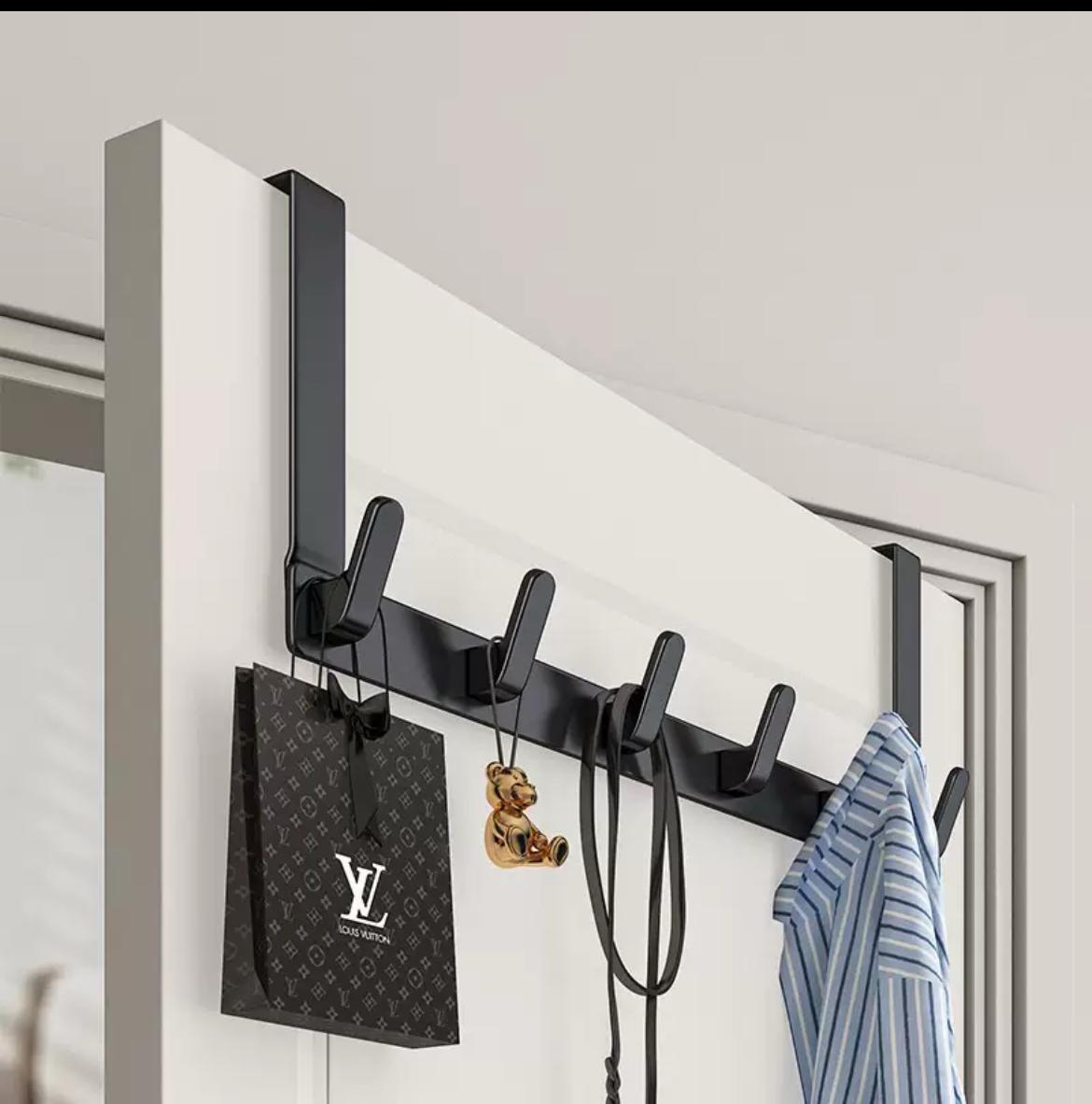 heavy duty over the door rack black metal organiser space saving door hanger for coats hats robes towels bags and accessories 