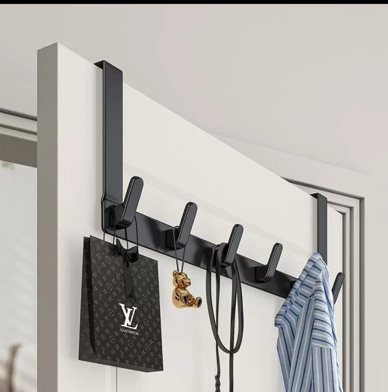 heavy duty over the door rack black metal organiser space saving door hanger for coats hats robes towels bags and accessories 