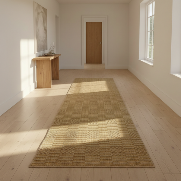 Timeless Woven Tribal Geometric Corridor Runner Rug - Beige Diamond Pattern  KBLOOM04 #T13