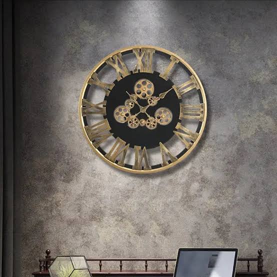 60cm Vintage Gear Clock – Large Industrial Wall Clock with Decorative Gear Design for Home and Office Interior Decor