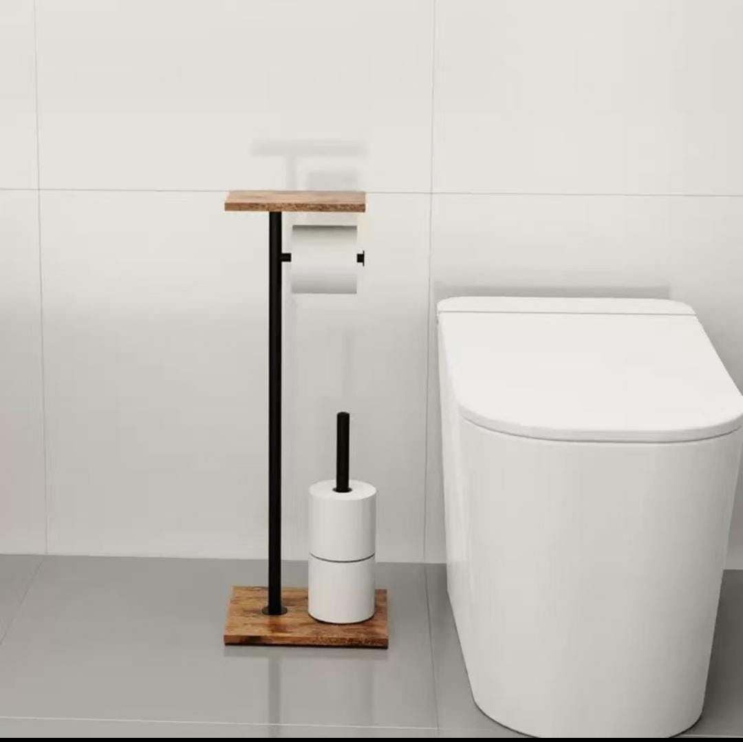 Toilet Paper Roll Holder Floor Standing, 20 × 24 × 65 cm with wooden base - available in Nairobi, Kenya