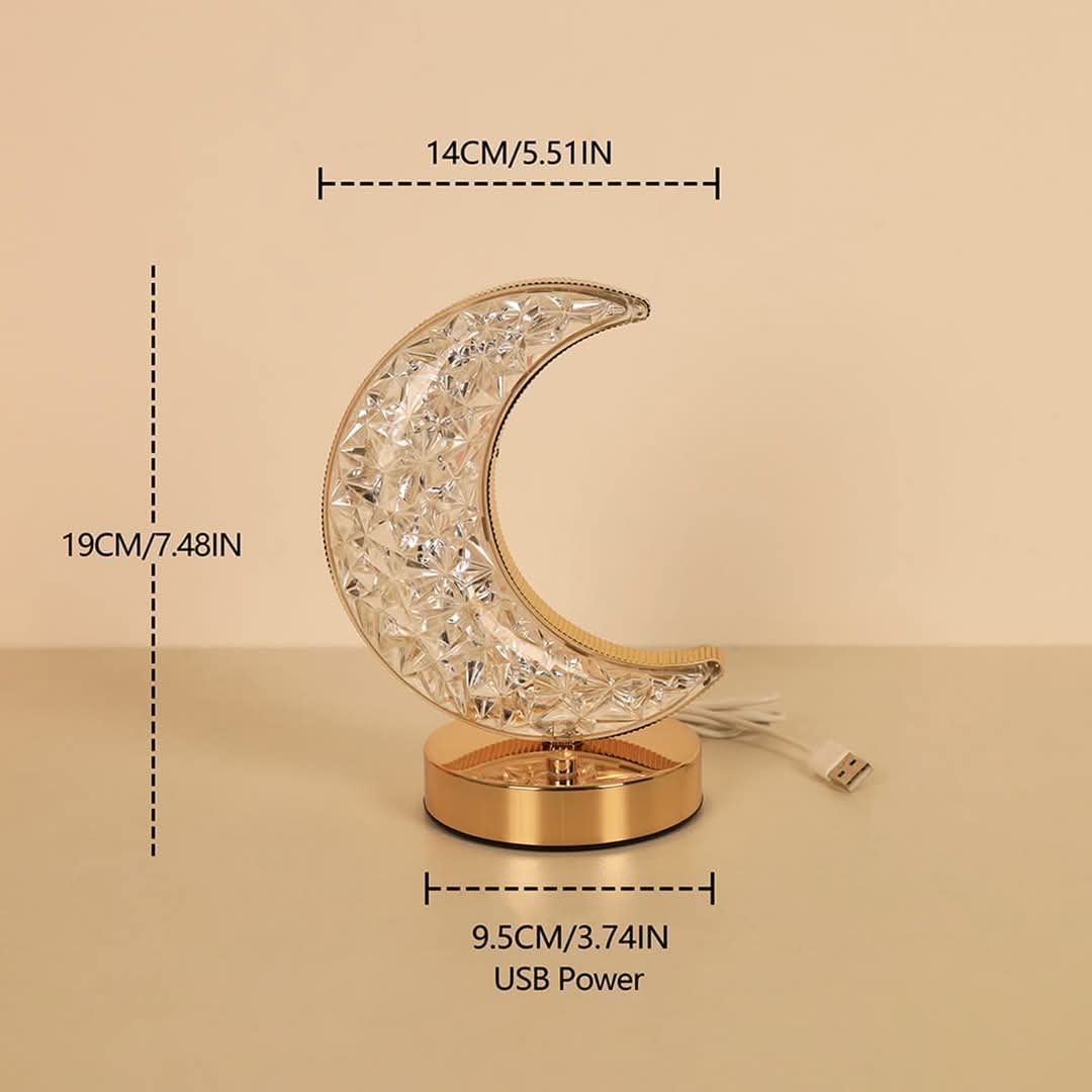 Crescent Moon LED Table Lamp with Touch Control and USB Charging