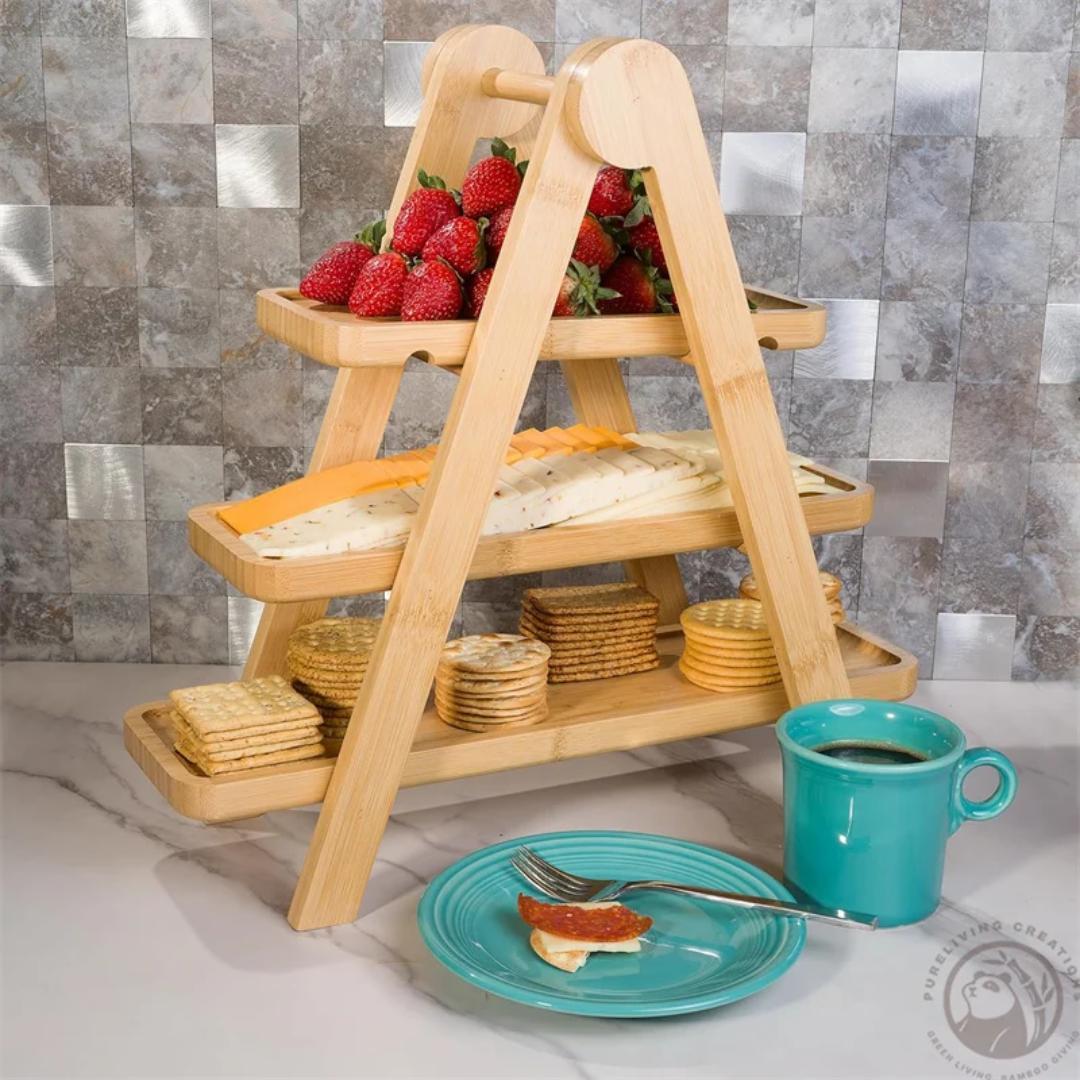3 tier Bamboo Snacks Tray