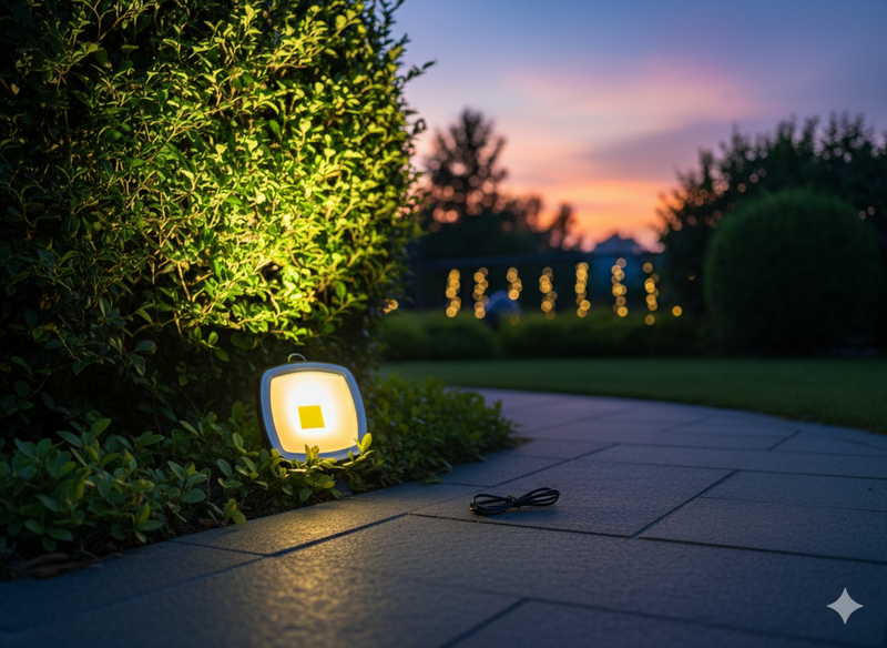 Portable rechargeable LED lamp with adjustable brightness for indoor and outdoor use.