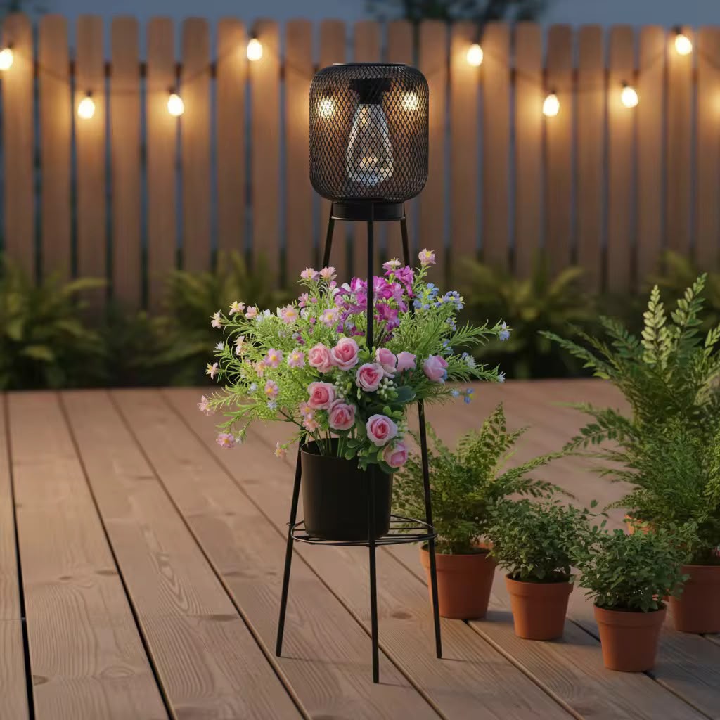 Gemelli Collections 80 x 22 x 22 cm solar outdoor garden and patio lantern with automatic night lighting and sunlight charging.