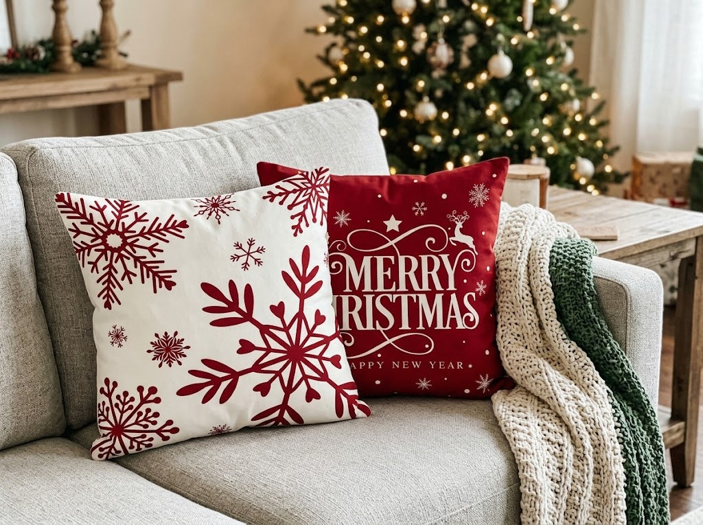 Christmas Pillow Covers, Soft Plush Christmas Design 