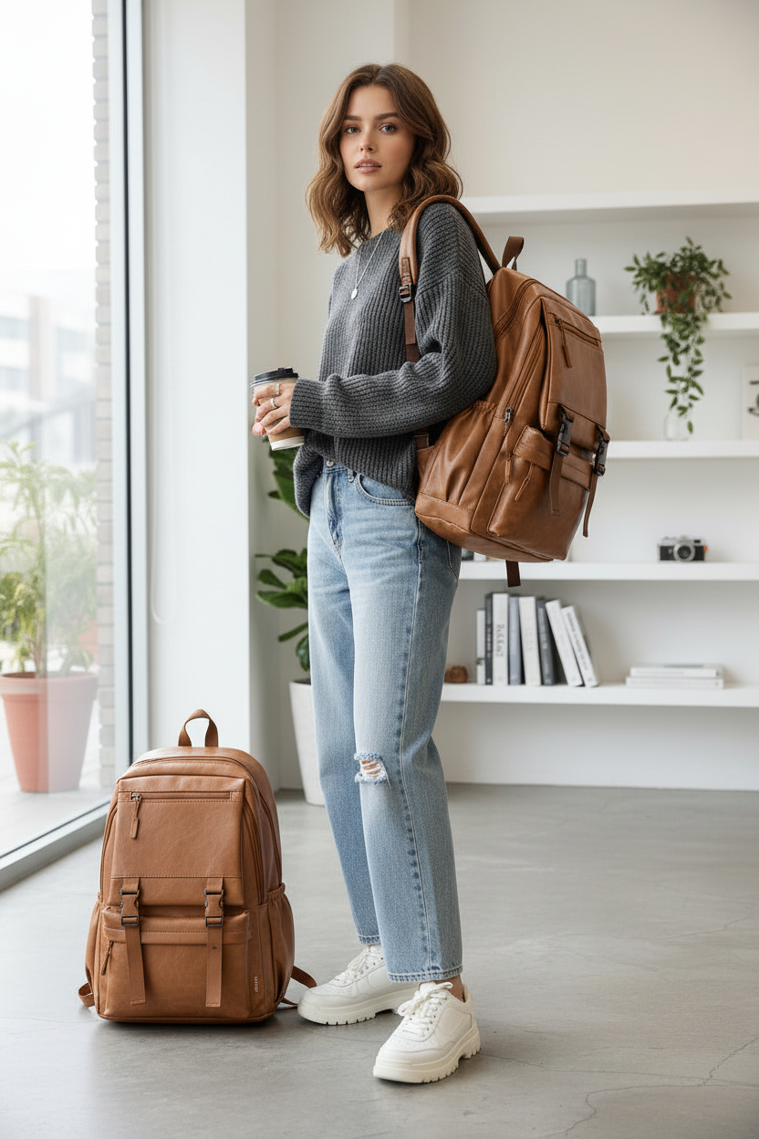 Leather back pack