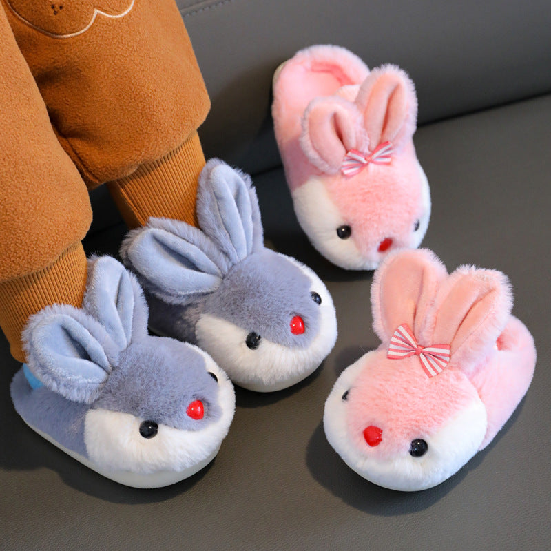 Cute Bunny Ears Plush Kids Indoor Shoes Sizes 22–35