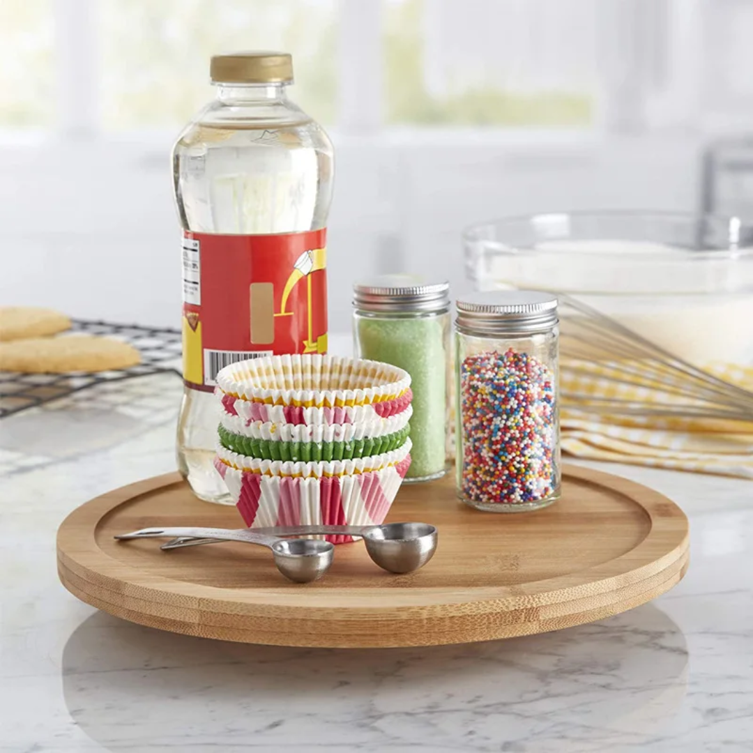 Single Layer Bamboo Rotating Spice Rack