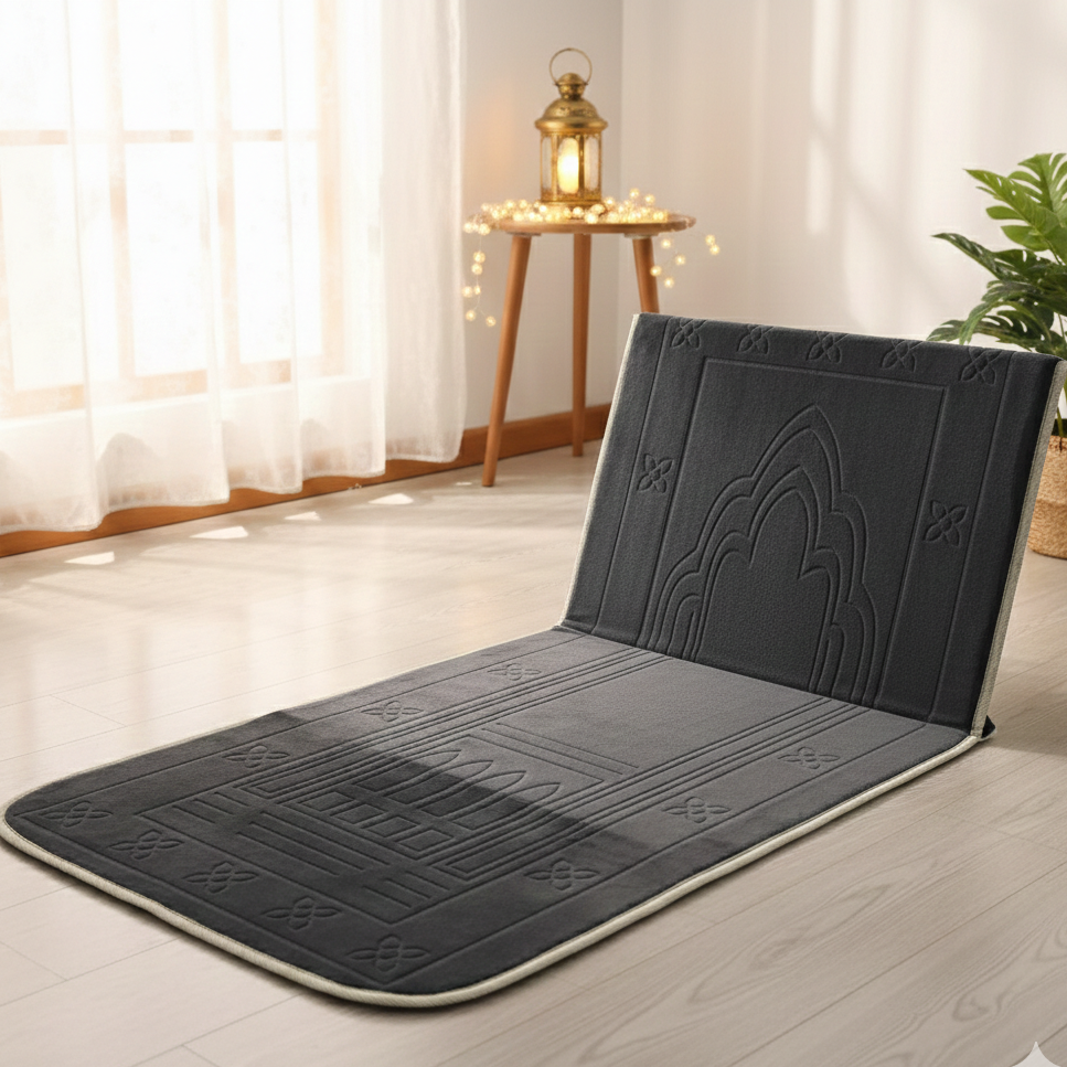 Portable Foldable Backrest Prayer Mat with Carry Bag, Lightweight and Durable, Travel and Home Use