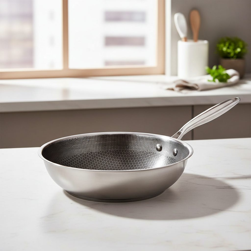 28cm Non-Stick Honeycomb Stainless Steel Frying Pan