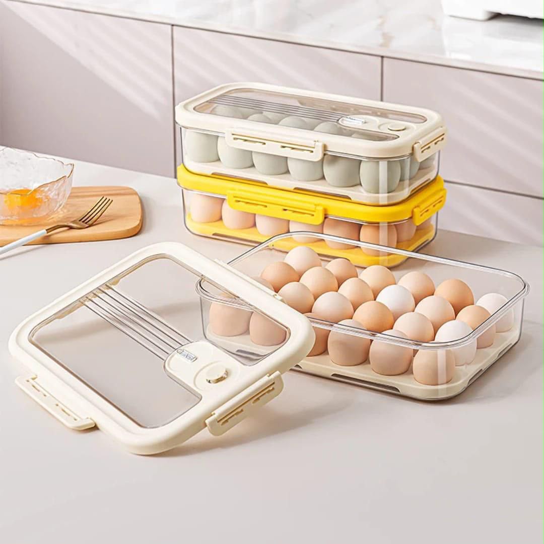 24 Grid Egg Storage Box – Refrigerator Fresh Keeping Egg Organizer with Sealed Lid for Safe and Organized Egg Storage
