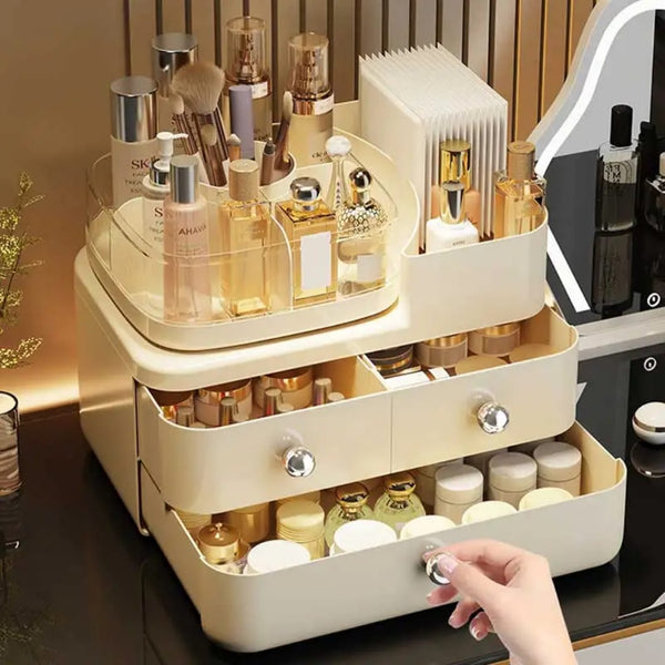 Rotating Top Cosmetic Organizer Rack – Makeup Storage for Lipsticks, Brushes, and Essentials