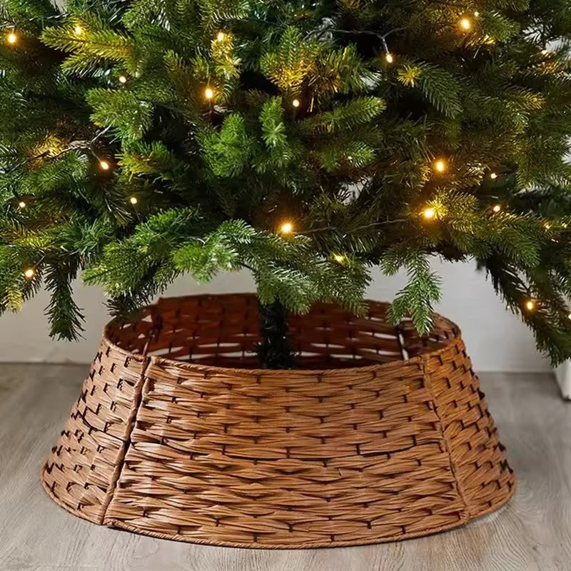 Rattan Christmas Tree Skirt Woven Tree Base Cover