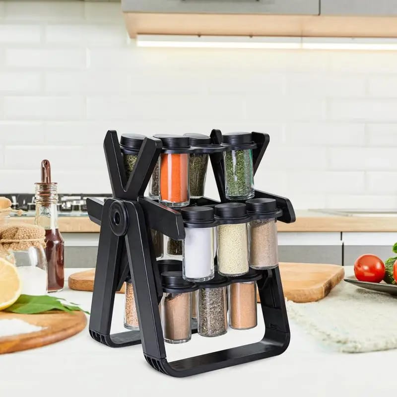 Rotating Spice Rack With 18 Spice Jars