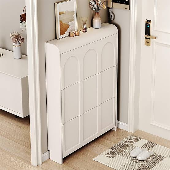 Bucket flip shoe cabinet double layer modern hallway storage 100×90×24cm