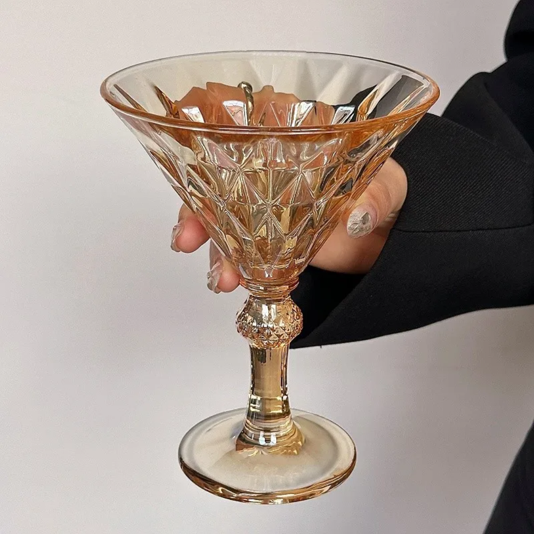 6-Piece Crystal Martini Glass Set 240ml Each, Elegant Drinkware for Cocktails, Home Bar, or Parties