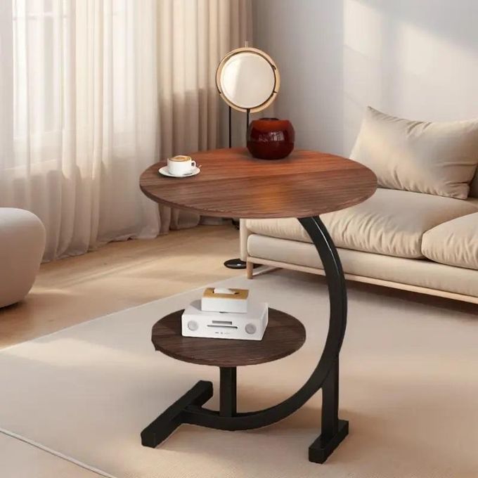 Round 2 in 1 coffee and laptop table with walnut finish for working studying dining and everyday use in living rooms bedrooms and offices.