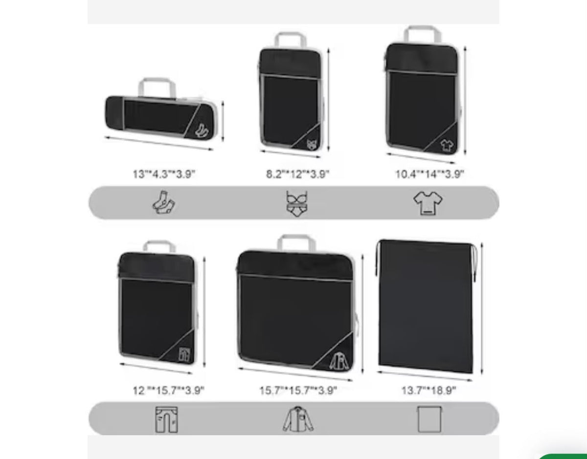 6-Piece Compressible Travel Organiser Bag Set