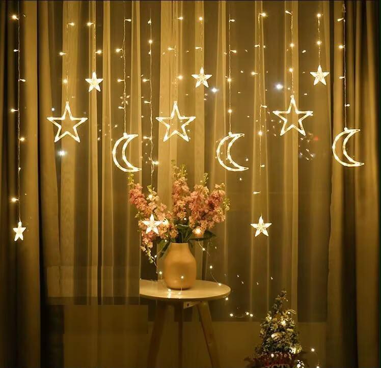 2M Moon and Star LED Curtain Lights with Connector